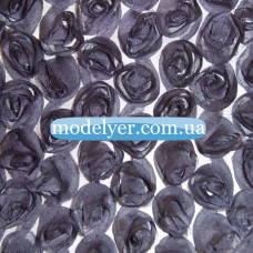 Ткань Шифоновые розы 3D (синий)
